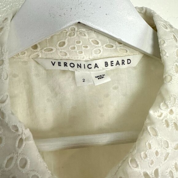 VERONICA BEARD Kylan Eyelet Cotton Shirtdress in White Size 2 - Picture 4 of 12